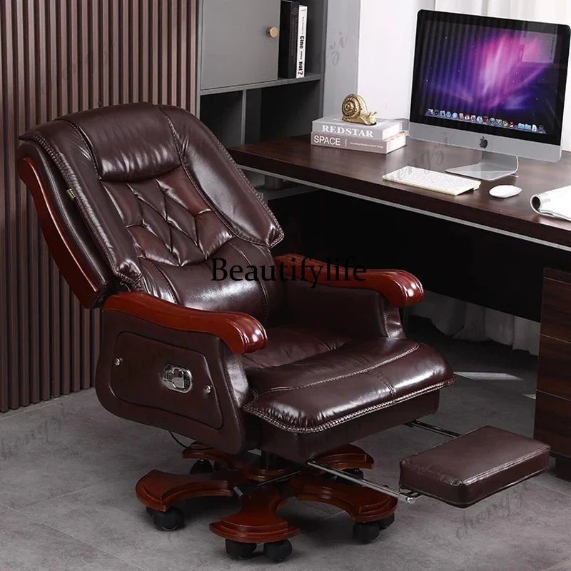 Office Furniture First - كرسي جلدي من طبقة جلد البقر